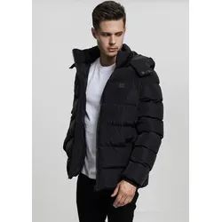 Urban Classics Herren Hooded Puffer Jacket, Schwarz, 4XL EU - Funktionsjacke mit Fake-Daunenfüllung, winddichtem Reißverschluss und abnehmbarer Kapuze – ideal für kalte Tage und vielseitig kombinierbar in 7 Farben.