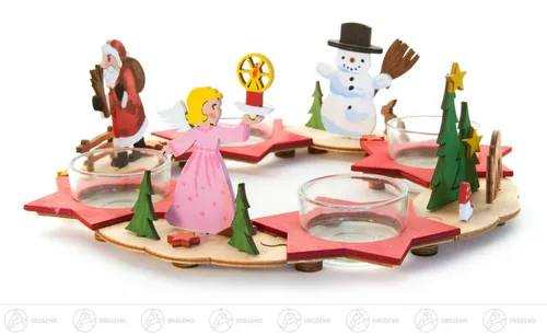 Bastelset Adventskranz mit Engel und Weihnachtsmann - Tischdekoration für Weihnachten, kreatives Bastelset mit modernem Design, ideal für die persönliche Gestaltung Ihres Adventskranzes.