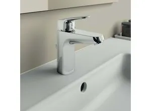 Ideal Standard CeraFlex Waschtischarmatur B1713AA Grande - Chrom mit Ablaufgarnitur - Waschtischarmatur mit starrer Gussauslauf und Metallablaufgarnitur, perfekt für stilvolle Badezimmer und hohe Funktionalität.