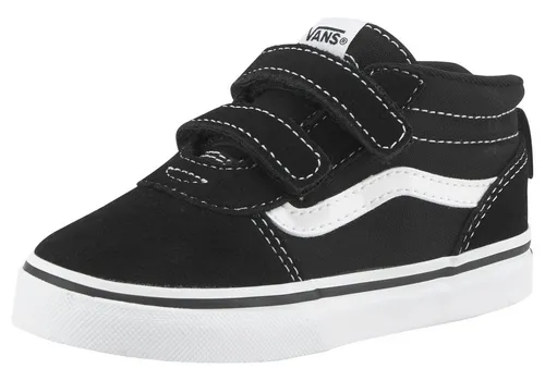 Vans Unisex Kinder Ward Mid V Sneaker - Komfortabler Schuh in Black/White - Sneaker für Jungen mit verstärkter Zehenkappe, doppeltem Klettverschluss und stützendem, gepolstertem Rand für optimalen Tragekomfort.
