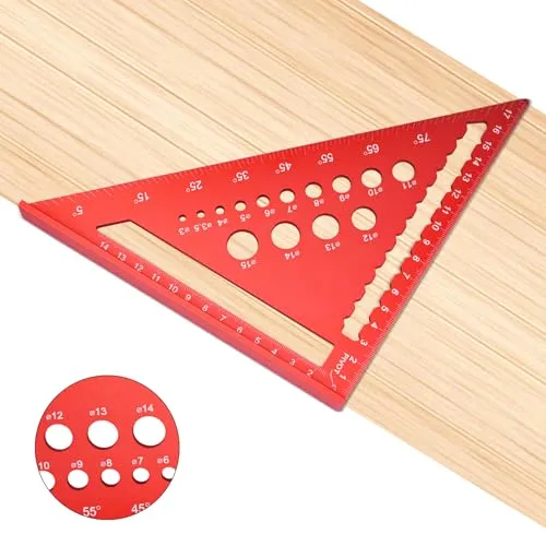Aweohtle Zimmermannswinkel 180mm (7 Zoll) aus Aluminium, Präzisions-Anschlagwinkel für 45° & 90°, Metall-Werkzeug mit Anschlagkante, Stabile Schreinerwinkel Winkelmesser für Schreiner, Tischler & DIY