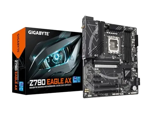 GIGABYTE Z790 Eagle AX LGA 1700 Intel Z790 ATX Motherboard mit DDR5, M.2, PCIe 5.0, USB 3.2 Gen2X2 Type-C, Intel Wi-Fi 6E, 2.5GbE LAN, Q-Flash Plus, EZ-Latch
