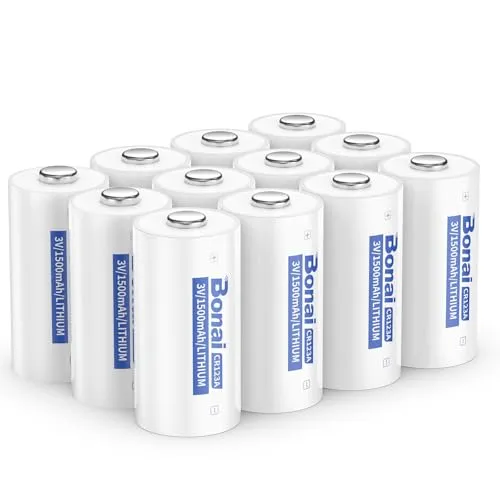BONAI CR123A Lithium Batterien 3V 1500mAh CR123 Akku Batterien Nicht Wiederaufladbar Geringe Selbstentladung 12 Stück für Taschenlampe, Kamerablitz, Spielzeug, Mikrofon, Intelligentes Instrumen