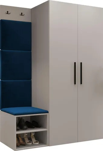 MIRJAN24 Garderoben-Set Medi IV, Schuhschrank, Kleiderhakenbrett, 4x Paneel 42x42, 2 Kleiderhaken (Farbe: Cashmere, Manila 26)