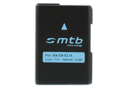 mtb more energy Akku für Nikon EN-EL14 Kamera-Akku kompatibel mit Akku-Typ Nikon EN-EL14 1050 mAh (7,4 V)