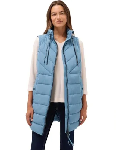 Cecil Damen Lange Steppweste – Modisch und Bequem - Ärmellose Damenweste mit Stehkragen, Tunnelzug und praktischen Seitentaschen für angenehmen Tragekomfort und stilvolle Looks.