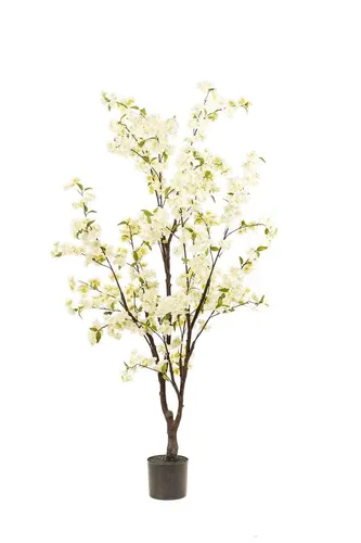 artplants Deko Kirschblütenbaum JANKFUN, 175cm, Kunststamm, weiße Blüten - Künstlicher Zierkirschenbaum mit einer Höhe von 175cm. Ideal für die Dekoration von Wohnräumen, sorgt für eine ansprechende Atmosphäre und ist pflegeleicht.