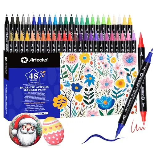 Artecho Acrylstifte 48 Farben – Wasserfester Dual Tip Marker