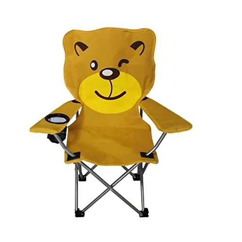 Mojawo Kinder Anglersessel Orange Campingstuhl Faltstuhl Anglerstuhl Motiv Löwe mit Getränkehalter und Tasche
