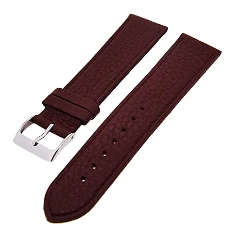 Uhrenhuette Uhrenarmband Kalbsleder flach mit Naht Stegbreiten 18mm - 22mm Dornschließe (Bordeaux, 20mm)