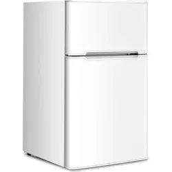 GOPLUS 90L Kühlschrank, Mini-Kühlschrank mit Gefrierschrank & einstellbarem Thermostat, Kühl-Gefrier-Kombination für Zuhause, Büro & Wohnung (... - Weiß