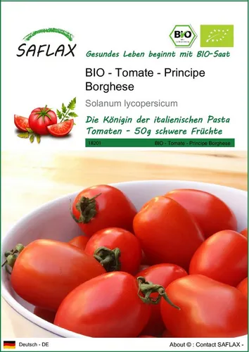 SAFLAX Gemüsesamen SAFLAX - BIO - Tomate - Principe Borghese - 10 Samen - Solanum
