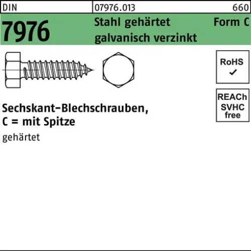 250er PACK(Stk) 007976001030063022 Blechschraube DIN 7976 m.Sechskant/Spitze C