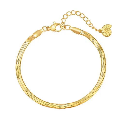 Happiness Boutique Damen Armband Goldfarbe | Minimalistisches Schlangenarmband - Armschmuck in Bijouterie, elegantes und zeitloses Design aus Edelstahl mit 14K Goldüberzug, perfekt für jeden Anlass und als Geschenk.