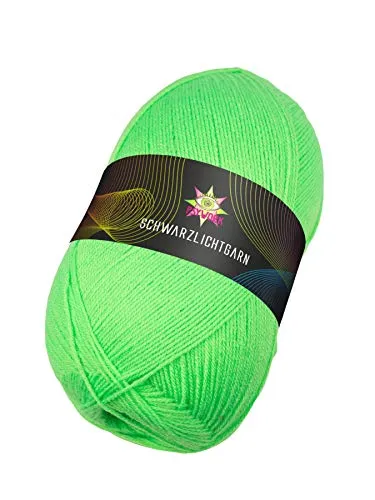 PSYWORK 400g Schwarzlicht Wolle Neon Grün