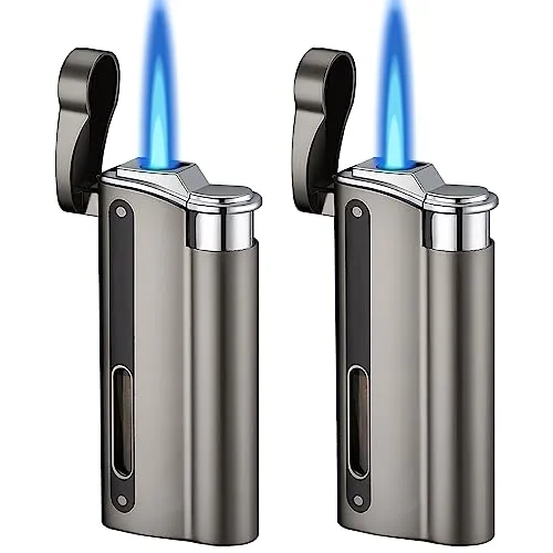 Stück Sturmfeuerzeug Jetflamme, Sturmfeuerzeug Gas Nachfüllbar, Feuerzeug sturmfeuerzeug Winddicht Jet Feuerzeug Gasfeuerzeug für Küche, Grill, Camping (Verkauft ohne Butangas) 2