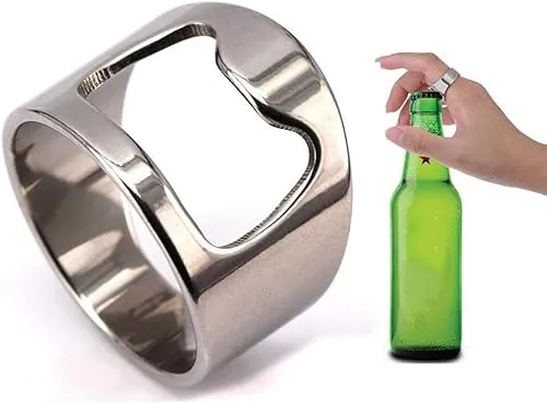 silberfarbener kreativer Ring in Edelstahl-Flaschenöffner, Küchenhelfer, kreatives Wein- und Barzubehör 1 x
