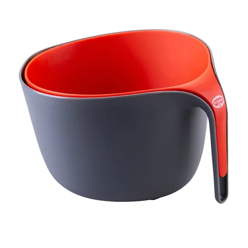 Dr. Oetker Schüssel- und Sieb-Set 2-teilig - Praktisches Sieb-Set zum Waschen aller Obstsorten, mit großem Griff, stapelbar und spülmaschinengeeignet – ideal für eine platzsparende Aufbewahrung.