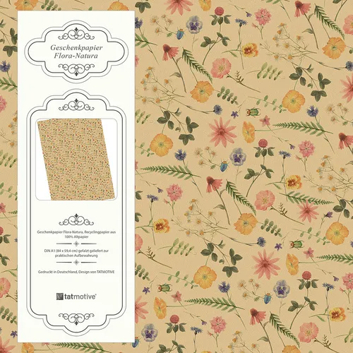 Floral Geschenkpapier Blumen 10 Bogen für Geburstag Öko-Recycling-Papier