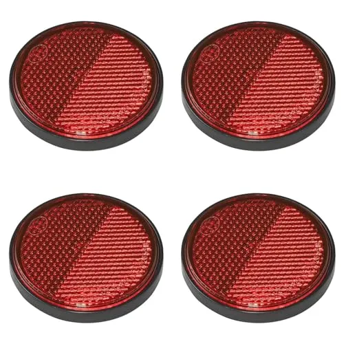 MULTIBROS 4x Rückstrahler Rot Rund Selbstklebend - E4-Geprüft, Ø 58mm