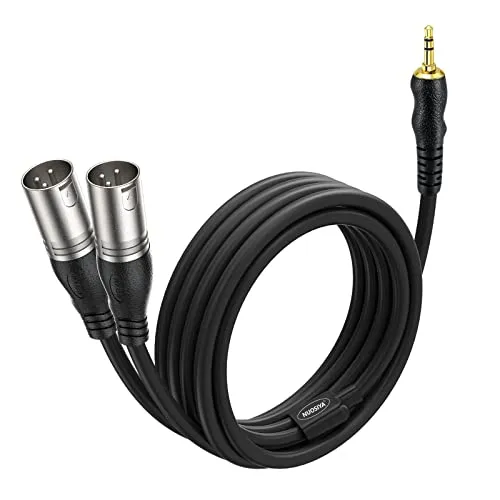 NUOSIYA 3,5-mm-TRS auf 2 XLR-Stecker, Splitterkabel, 3,5 mm auf Dual XLR-Stecker, Y-Patchkabel für Laptop, Kamera, Sound, DV(2 m)