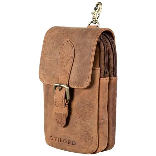 STILORD 'Harper' Handy Gürteltasche aus Leder - Vintage Hüfttasche für Herren & Damen - Mode-Hüfttaschen aus echtem Leder im Vintage-Look, ideal für Reisen und Sport - mit Gürtelschlaufe und Karabinerhaken für optimale Befestigung!