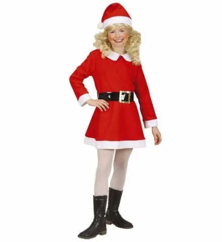 Santa Girl Flanell Kleid Gürtel Hut Set Weihnachten Kostüm Größe 140 8-10 years