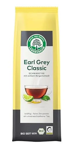 Lebensbaum Earl Grey Classic, Schwarztee mit echtem Bergamotte- und Zitronenöl, harmonisch, aromatisch, 100% Bio, lose, 100g
