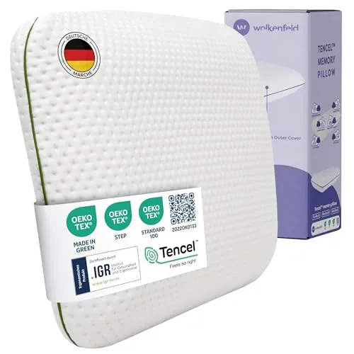 Wolkenfeld Kinderkissen 60x40 – Weiches, Ergonomisches Kopfkissen für Kinder ab 2 Jahren - Optimales Kinderkopfkissen in 60x40 cm für sicheren Schlaf – Hergestellt aus OEKO-TEX zertifiziertem Memory Foam mit belüfteten Kanälen für besten Komfort und Temperaturregulierung. Hypoallergener Tencel-Bezug schützt empfindliche Haut.