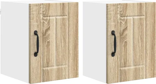 vidaXL Küchenschrank Sonoma-Eiche 2 pcs - Küchenunterschränke mit modernem Design, ideal für organisierten Stauraum in kleinen Küchen. Aus robustem Holzwerkstoff, pflegeleicht und langlebig.