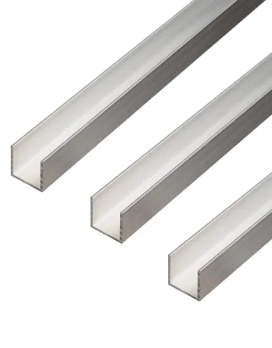 Alberts 3 x U-Profil aus Aluminium, natur | 1000 x 20 x 20 mm - Hochwertiges Aluminium-U-Profil, ideal für vielseitige Anwendungen im Bau- und Renovierungsbereich. Stabil und leicht zu verarbeiten.