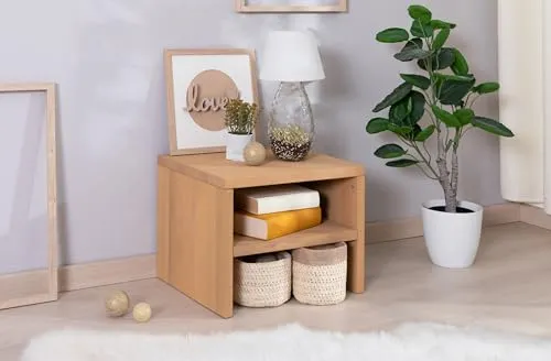 TiCAA Nachttisch Harry Eiche Bio-geölt - Nachttisch aus hochwertiger Eiche mit 25mm Holzstärke für höchste Stabilität. Zeitloses Design und großes offenes Fach, ideal für stilvolle Schlafzimmer.