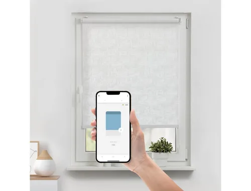 Rollo Klemmfix, ohne Bohren, LICHTBLICK ORIGINAL, blickdicht, mit Bohren/ohne Bohren, freihängend, Klemm- oder Schraubmontage, Steuerbar mit Bluetooth-App, integrierter Elektromotor und Akku