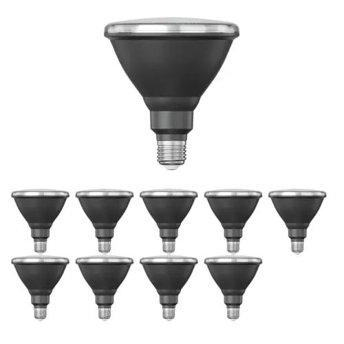 ledscom.de 10 Stück E27 LED Leuchtmittel, PAR38 kurzer Hals, warmweiß (2700 K), 15,9 W, 1279lm, 43°, Reflektorspiegel (silber)