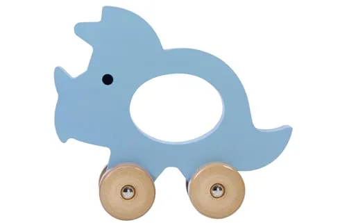 Kindsgut Schiebetier Dino aus Holz, Lernspielzeug für Kleinkinder zum Schieben, hochwertige Qualität in dezenten Farben für Spiel-Spaß, schönes Geschenk, Triceratops