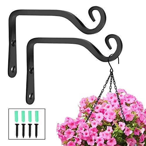 MaoXinTek Pflanzenhalterung Blumenampelhalter Eisen Wandhaken Blumenampel Metall Hängepflanze 15cm zum Aufhängen von Pflanzer Vogelhäuschen Laterne Windspiele Wandleuchter (2 Stück)