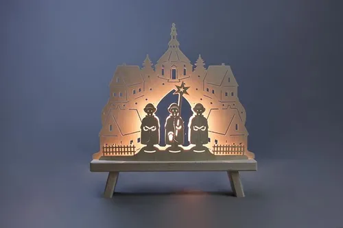 Standleuchte Kurrendesänger 32 cm in beige von Weigla Günter Gläser Leuchtenherstellung