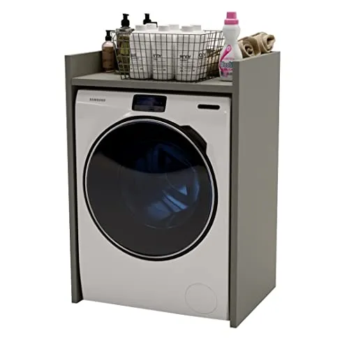 MRBLS Waschmaschinenschrank Überbauschrank für Waschmaschine Wäschetrockner Badschrank Badezimmermöbel Waschküche Waschmaschinenregal Waschmaschinenüberbau viele Farben - 66x97x48cm (Grau Matt)