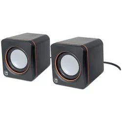 Manhattan Lautsprecher Set (5 Watt, 3,5mm Klinke, USB-Stromversorgung) schwarz/orange