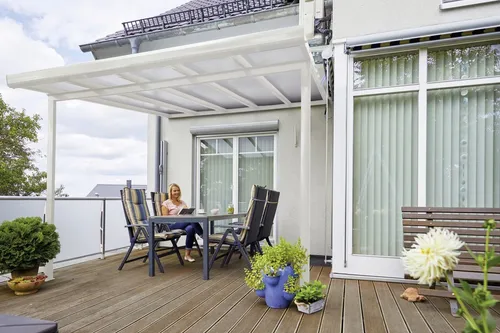 Produktbild Gutta Terrassenüberdachung Bausatz Weiß 306 cm x 306 cm