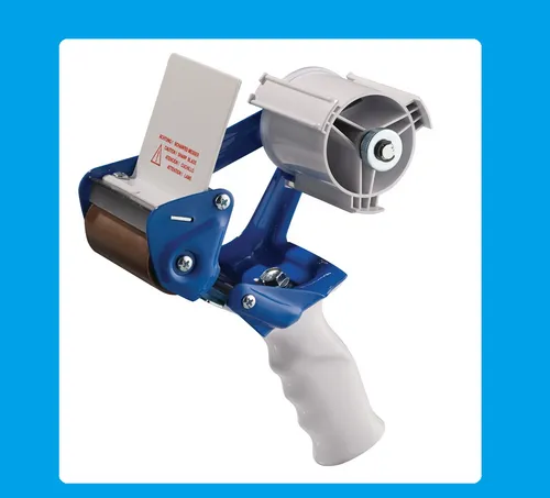 BURMANN 692014 Handabroller Profi K75B Metall blau/weiß für Bandbreite bis 75 mm