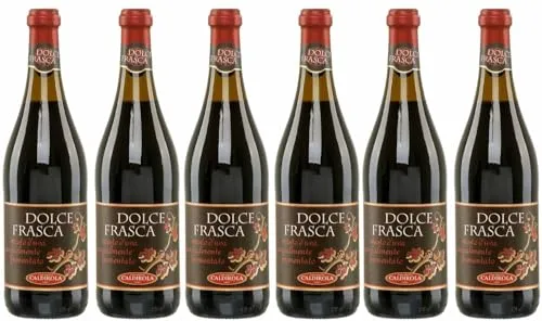 Dolce Frasca Rosso Caldirola 6x 0,75l | Lieblicher Rotwein aus Italien | 5,5% Vol.| + 20ml Jassas Olivenöl