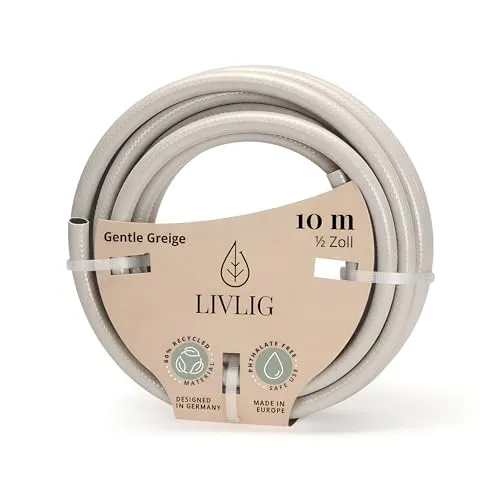 LIVLIG Gartenschlauch 1/2 Zoll - Schöner und nachhaltiger Wasserschlauch - Gartenschläuche aus 60% recyceltem PVC, erhältlich in 10, 20, 30 & 50 m, ideal für umweltbewusste Gärtner.