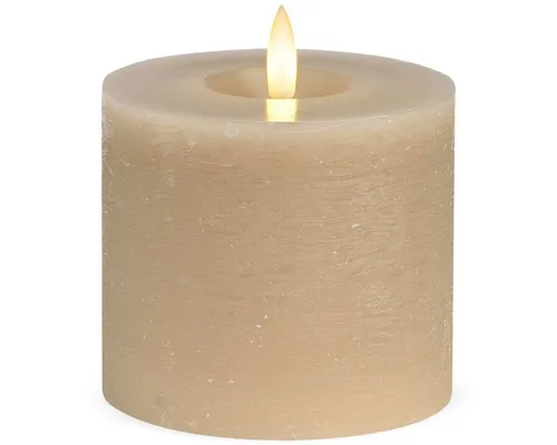 matches21 HOME & HOBBY LED-Kerze LED Stumpen-Kerzen 2er Set Echtwachs-Kerzen flackernd 10x9 cm beige, Mit beweglicher Flamme, Fernbedienung & Timer für Adventskranz