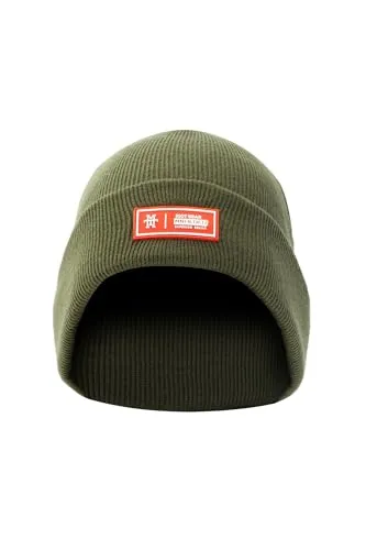 Rough Beanie - Beanie Mütze, Strickmütze mit Echt-Leder/Stick Veredelung, Viele Farben zur Auswahl (Manufaktur13/M13) (Riot Gear)