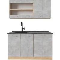 Produktbild Vicco Küchenzeile R-Line, Beton/Goldkraft Eiche, 140 cm