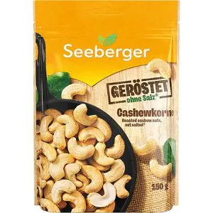 Seeberger Cashewkerne ganze Nüsse, geröstet und ungesalzen, im Beutel, 150 g