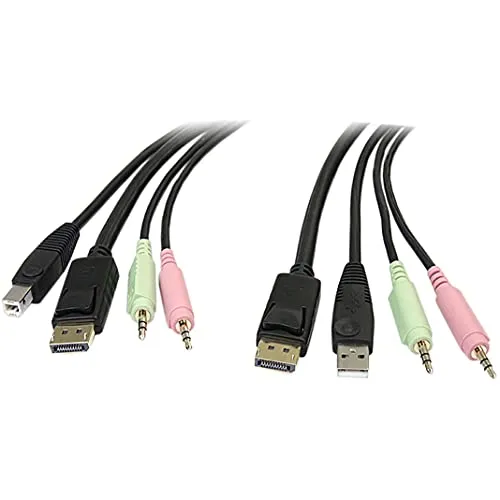StarTech.com 1,8m 4-in-1 USB DisplayPort® KVM-Switch Kabel - KVM-Switch Kabel für nahtlose Audio- und Videoübertragung, mit goldbeschichteten Steckverbindern und spritzgegossenen Steckverbindern für optimale Haltbarkeit.