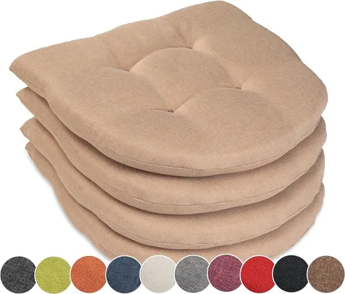 sunnypillow Stuhlkissen 4er Set - Komfortable Sitzauflagen für Stühle und Bänke - Stuhlkissen 40x40 cm, dicke 5 cm für hohen Sitzkomfort, ideal für Haus und Garten, in elegantem Beige.