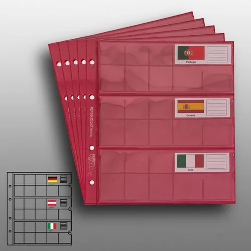 Prophila Collection 5 Münzhüllen für 3 komplette €-Kursmünzensätze mit je 8 Münz